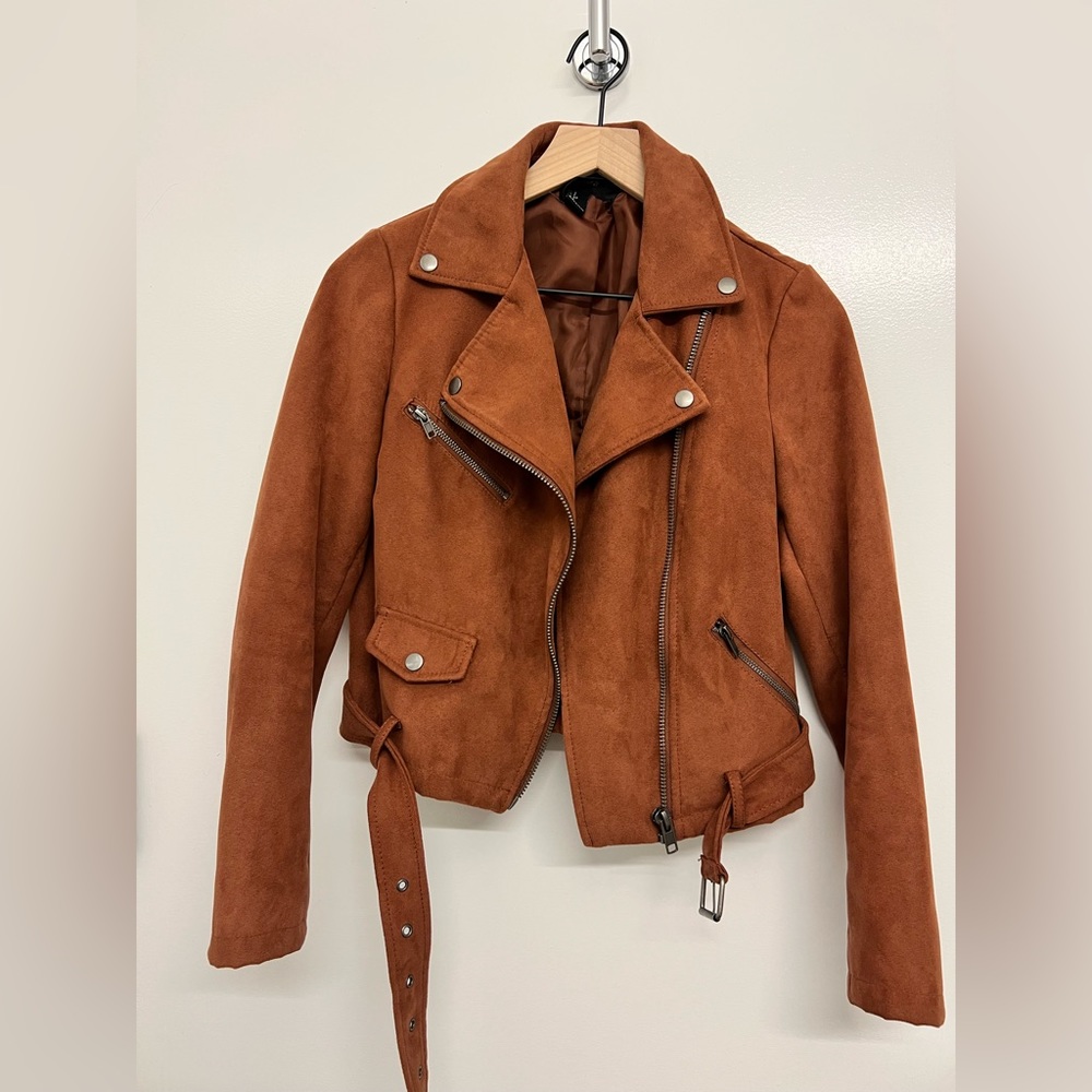 Suede brown biker jacket